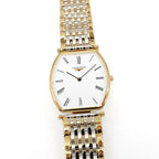 Longines La Grande Classique L4.705.2 Men's 30mm White Tonneau Two Tone Gold