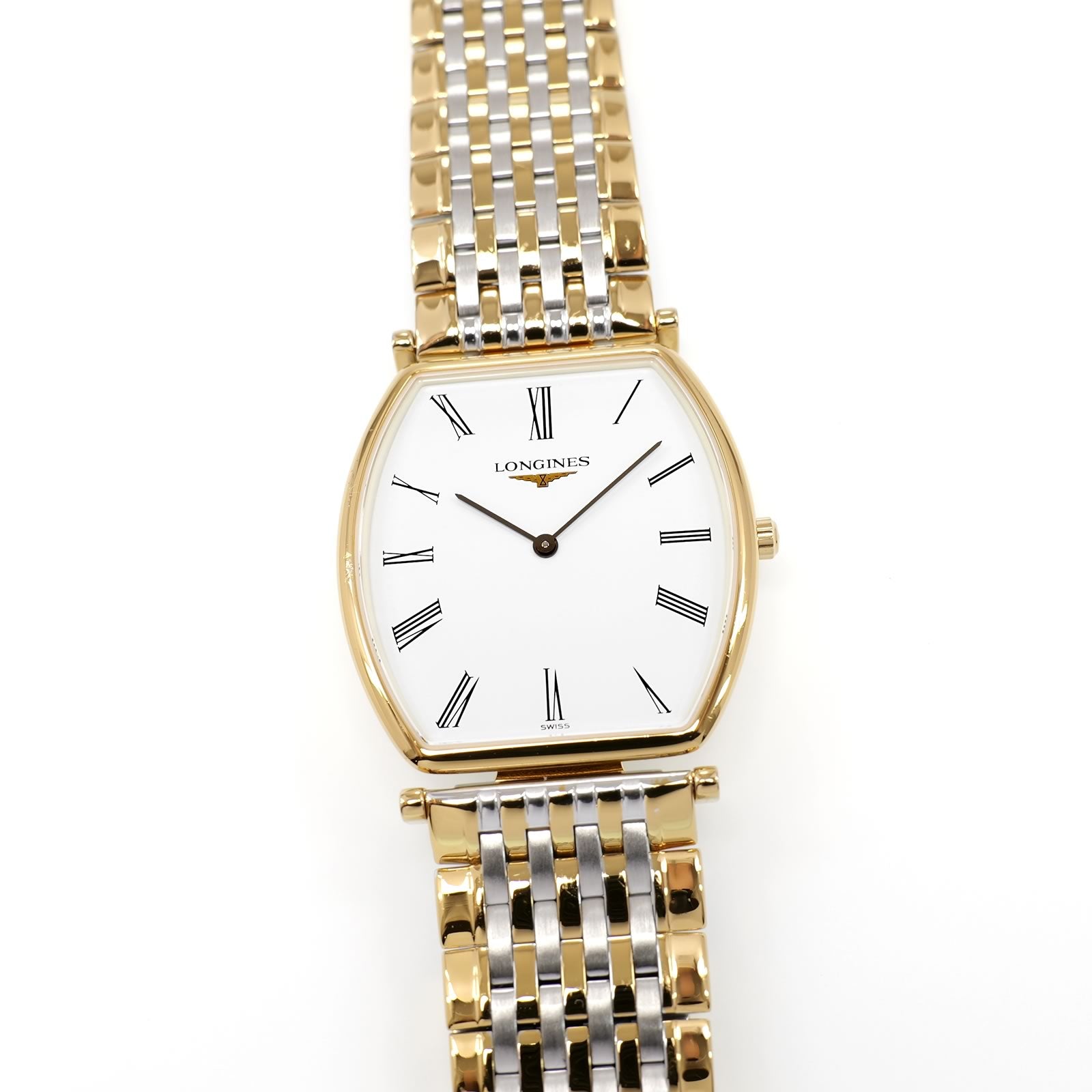 Longines La Grande Classique L4.705.2 Men's 30mm White Tonneau Two Tone Gold