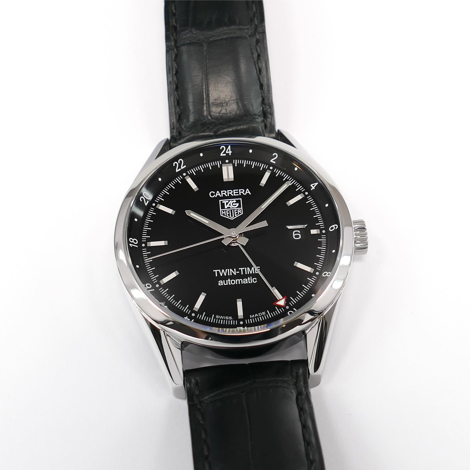 TAG Heuer Carrera WV2115 Twin-Time Automatic Black Dial Men's 39mm Calibre 7 WV2115.FC6180