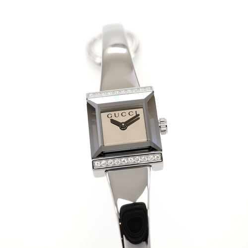 Gucci G-Frame YA128504 Ladies 14mm Mirror Dial Square 128.5 Steel Bangle