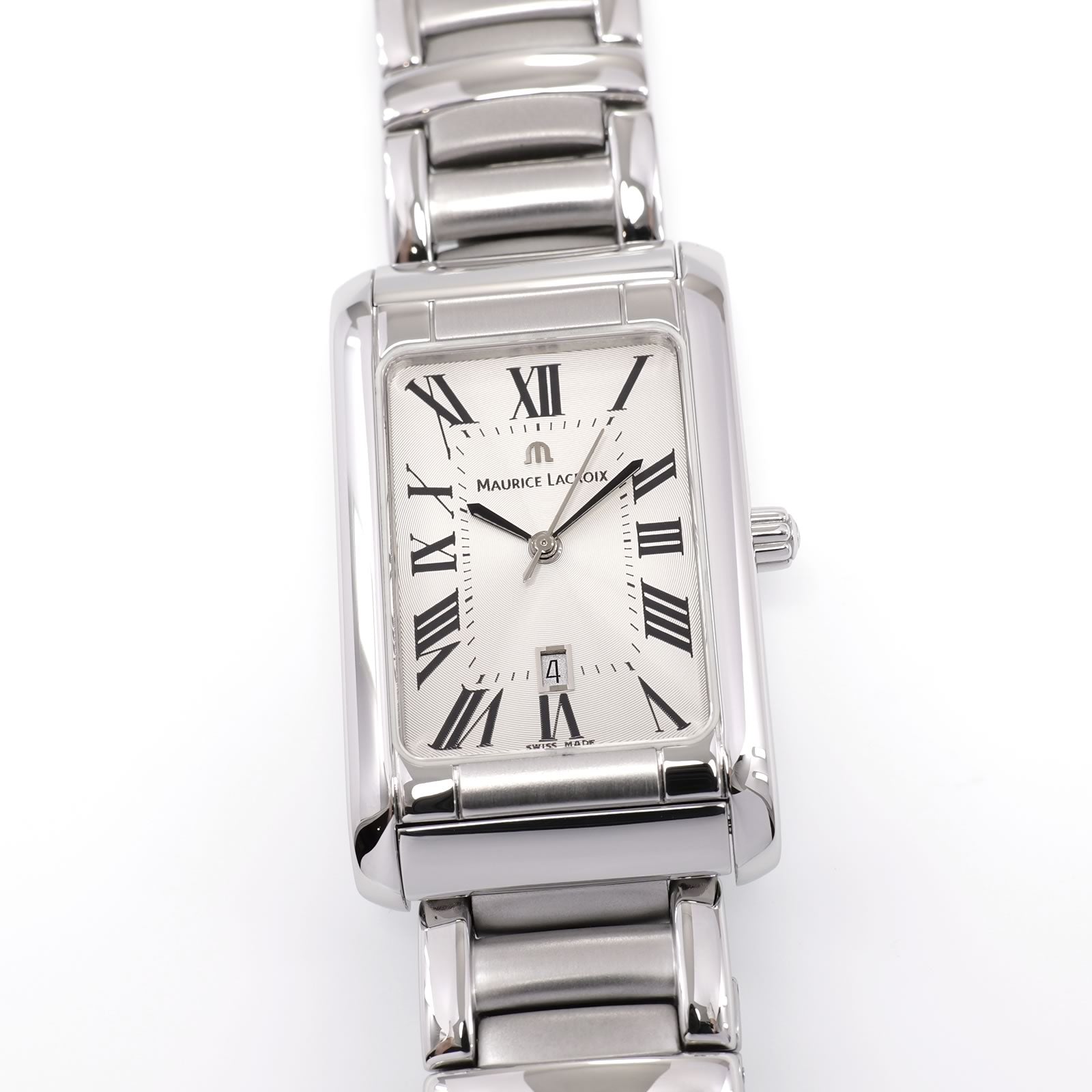 Maurice Lacroix Miros 89746 Men's 25mm Silver Rectangular Dial Roman Numerals
