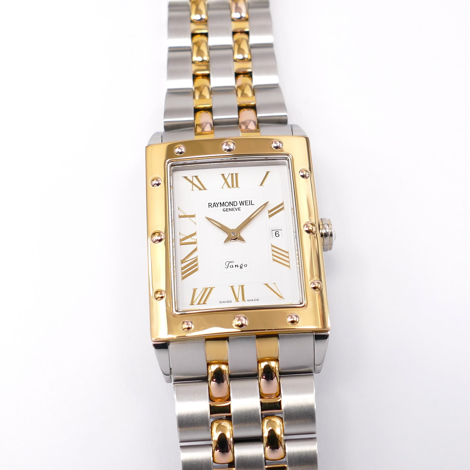 Raymond Weil Tango 18k Gold Plated 5381 Men's 28mm White Roman 5381-STP-00308