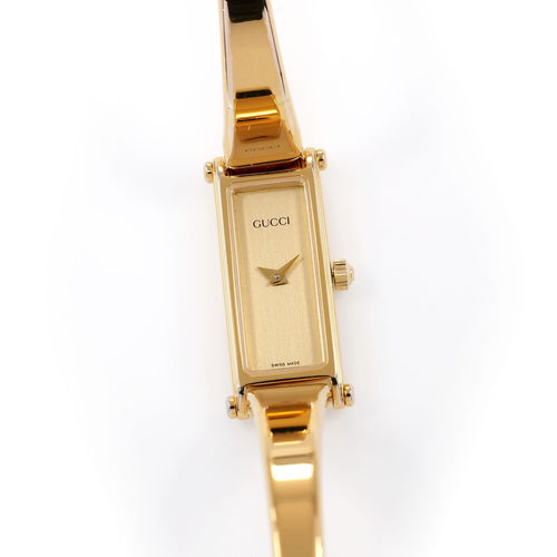 Gucci 1500L Ladies 12mm Champagne Dial 18k Gold Plated 16.5cm Bangle Quartz
