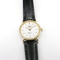 Longines Présence 9k Solid Gold Ladies 20mm White Dial Watch on Leather Strap 153.3978