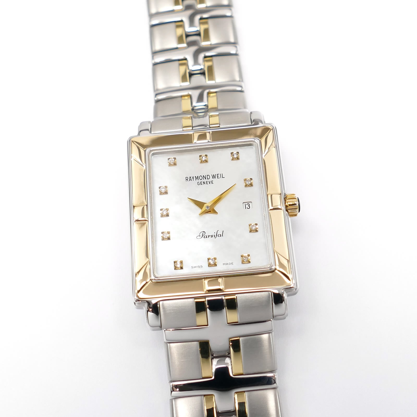 Raymond Weil Parsifal 9330 18k Gold Men's 27mm White Mother of Pearl & Diamonds 9330-STG-97081