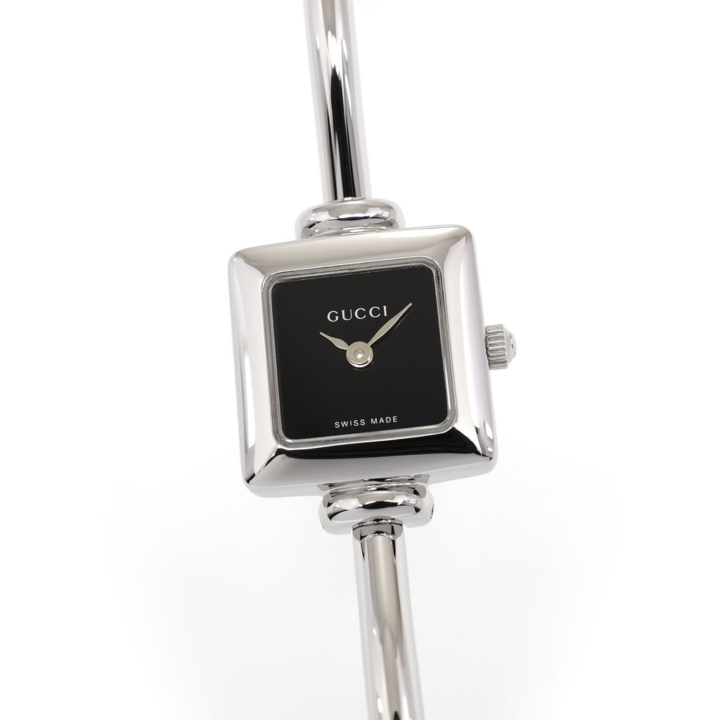 Gucci 1900L Ladies 19mm Black Dial Square Watch - Small Bangle 15.5cm - Quartz