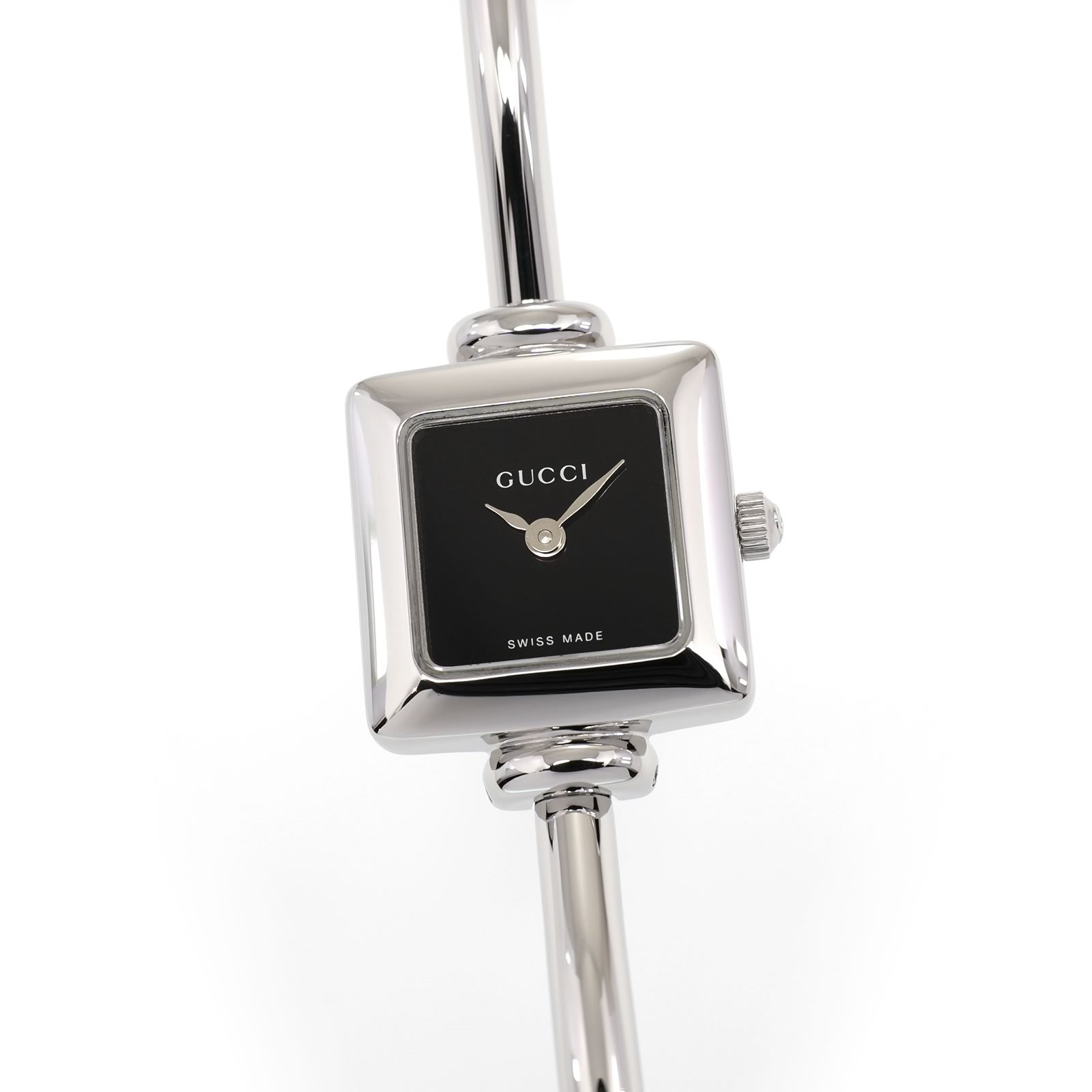 Gucci 1900L Ladies 19mm Black Dial Square Watch - Small Bangle 15.5cm - Quartz