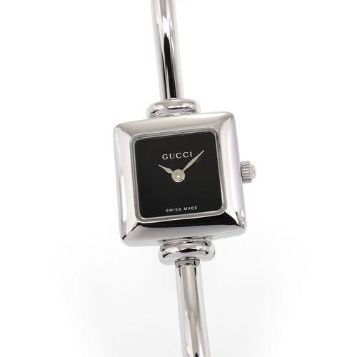 Gucci 1900L Ladies 19mm Black Dial Square Watch - Small Bangle 15.5cm - Quartz
