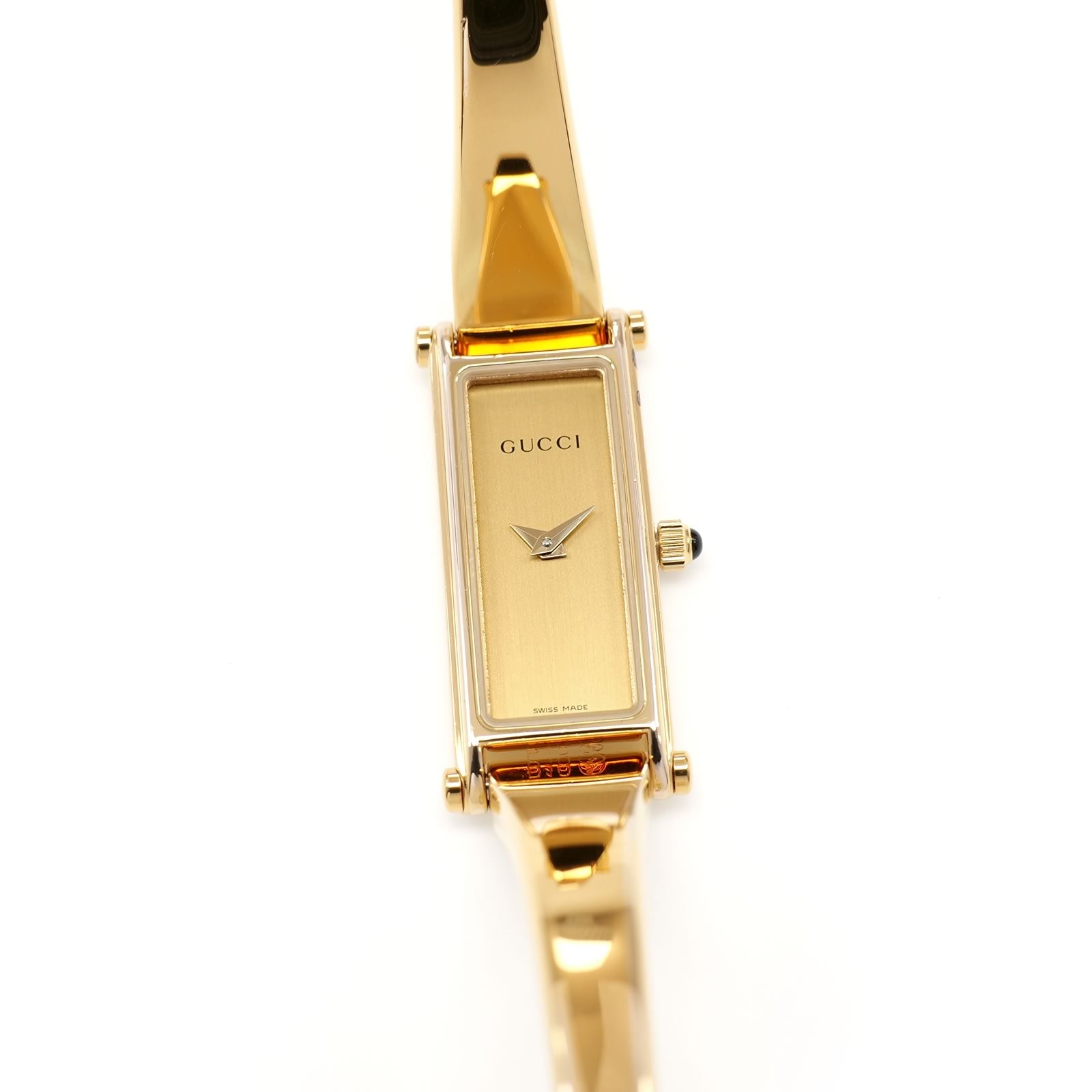 Gucci 1500L Ladies 12mm Champagne Dial 18k Gold Plated 16.5cm Bangle Quartz