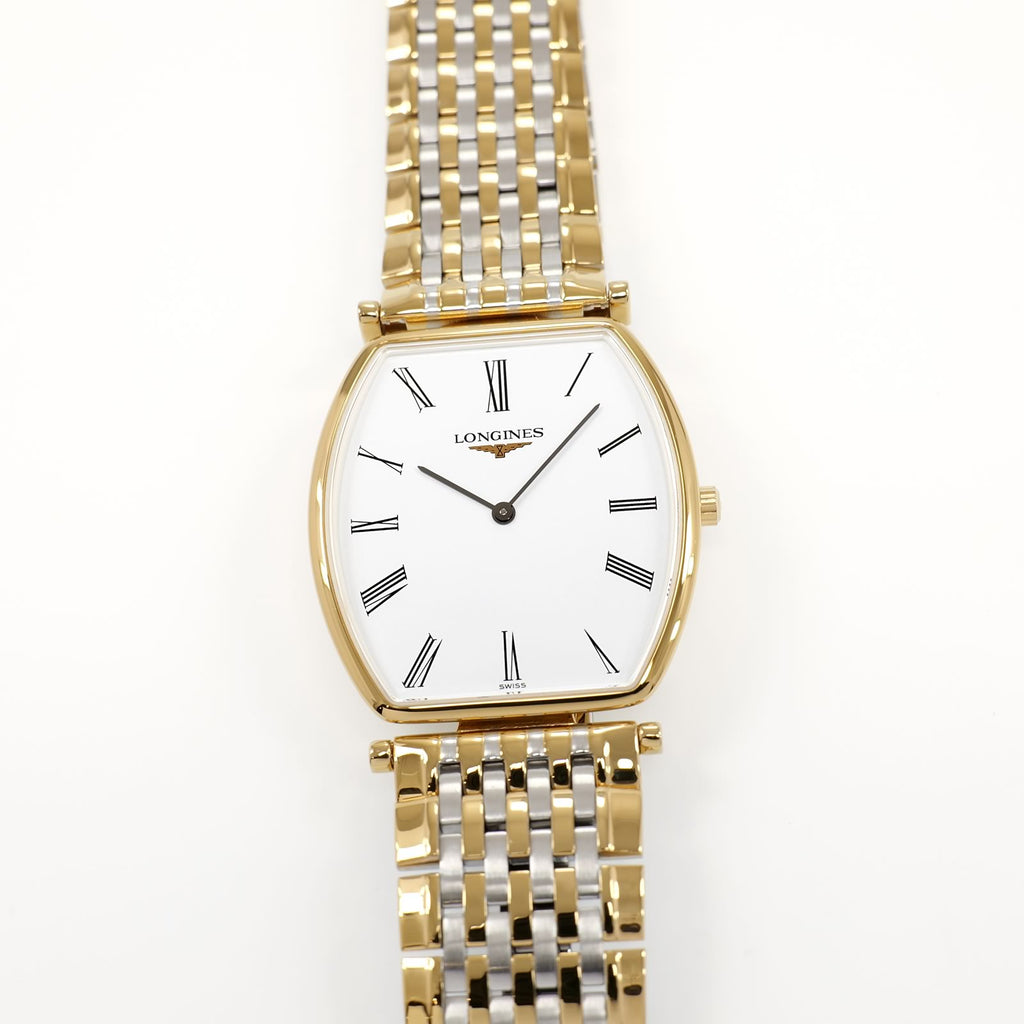 Longines La Grande Classique L4.705.2 Men's 30mm Tonneau Gold PVD White Dial