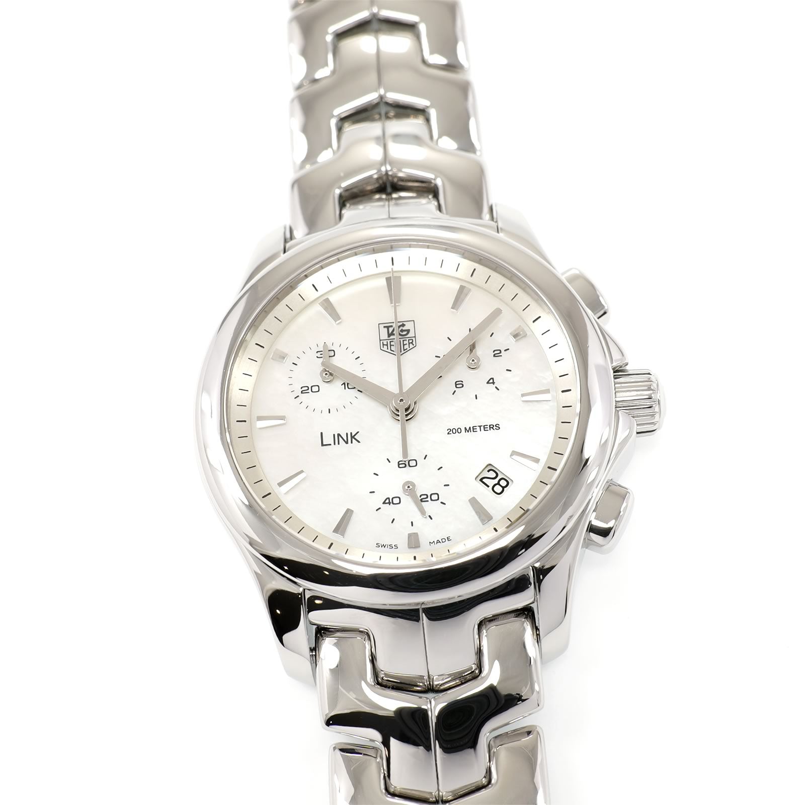 TAG Heuer Link Chronograph CJF1310 Ladies 33mm White Mother of Pearl Dial