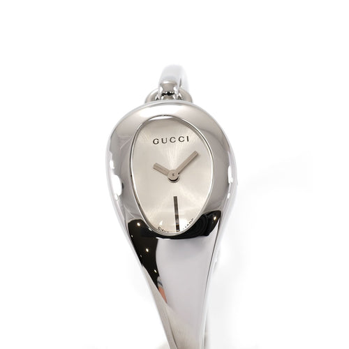 Gucci Horsebit 103 Ladies 22mm Silver Sunburst Dial on Bangle YA103505 Teardrop