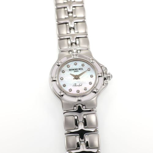 Raymond Weil Parsifal 9691 Ladies 21mm Mother of Pearl 12 Diamonds 9691-ST-97081