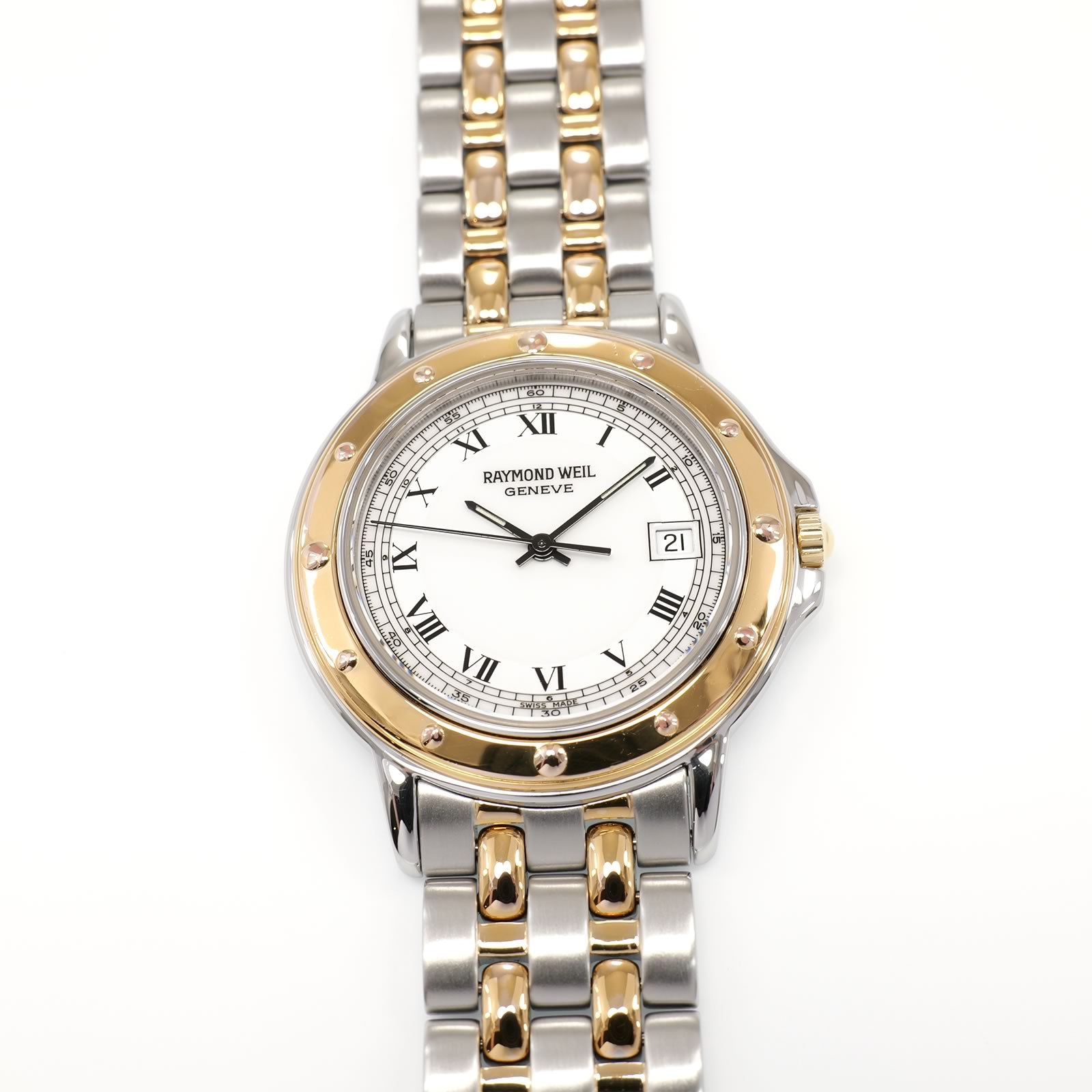 Raymond Weil Tango 5560 Men's 35mm White Dial 18k Gold Plated 5560-STP-00309