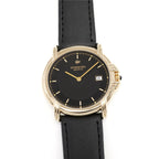 Raymond Weil Geneve 9155 Men's 34mm Black Dial 18k Gold Plated on Leather Strap
