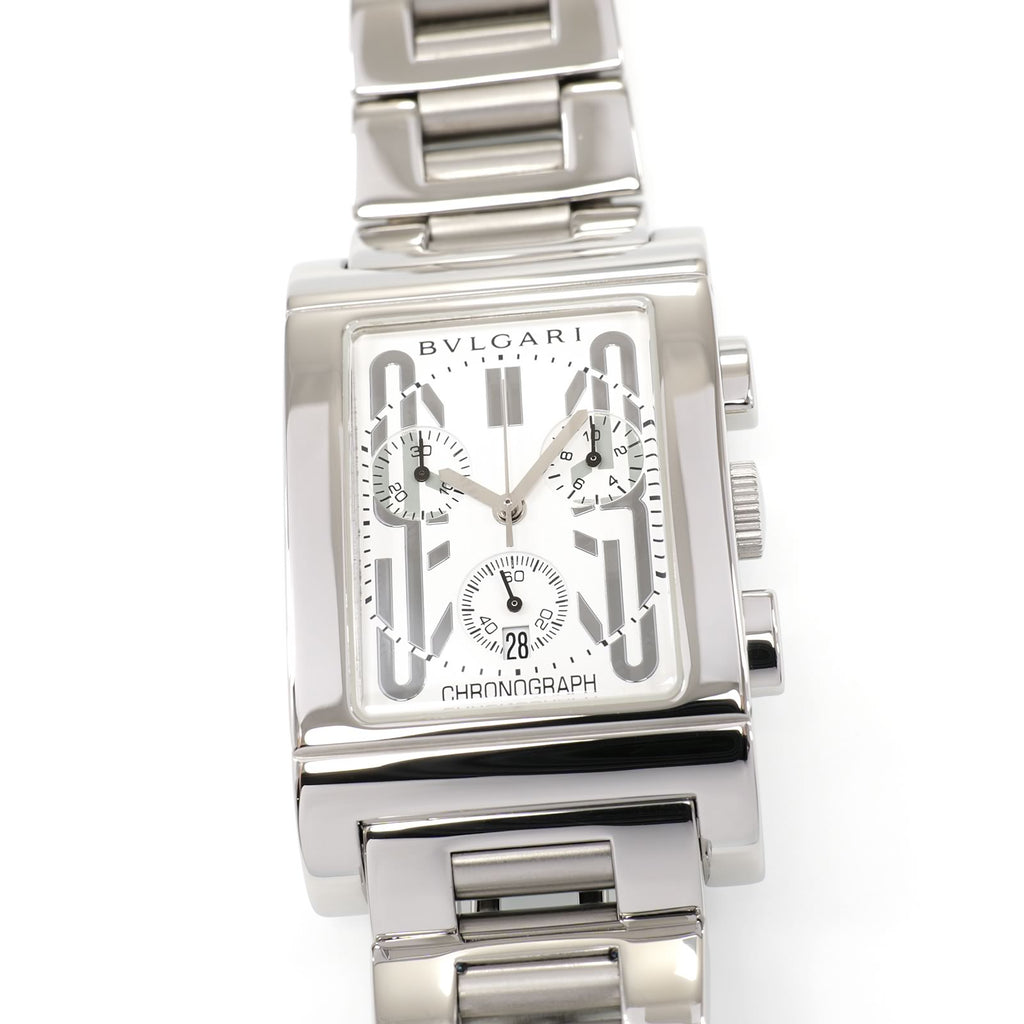 Bulgari Rettangolo RTC 49 S Men's 29mm Chronograph White Dial Rectangular