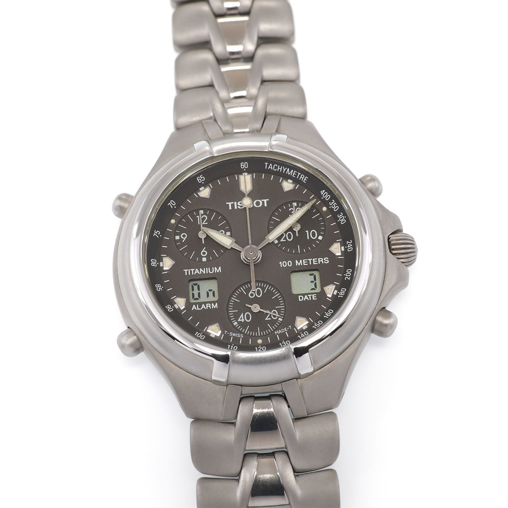 Tissot Titanium T670 Men's 39mm Grey Dial Alarm Chronograph 1/100th and Lap