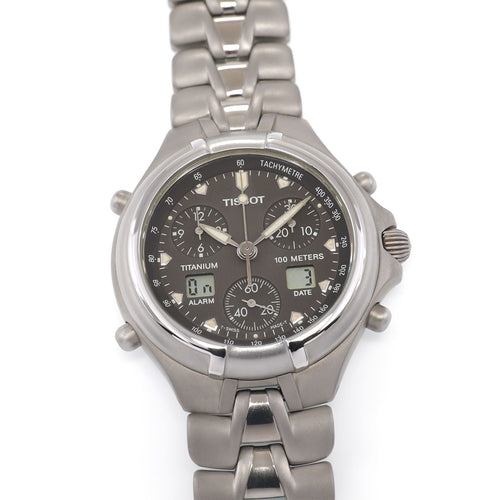 Tissot Titanium T670 Men's 39mm Grey Dial Alarm Chronograph 1/100th and Lap