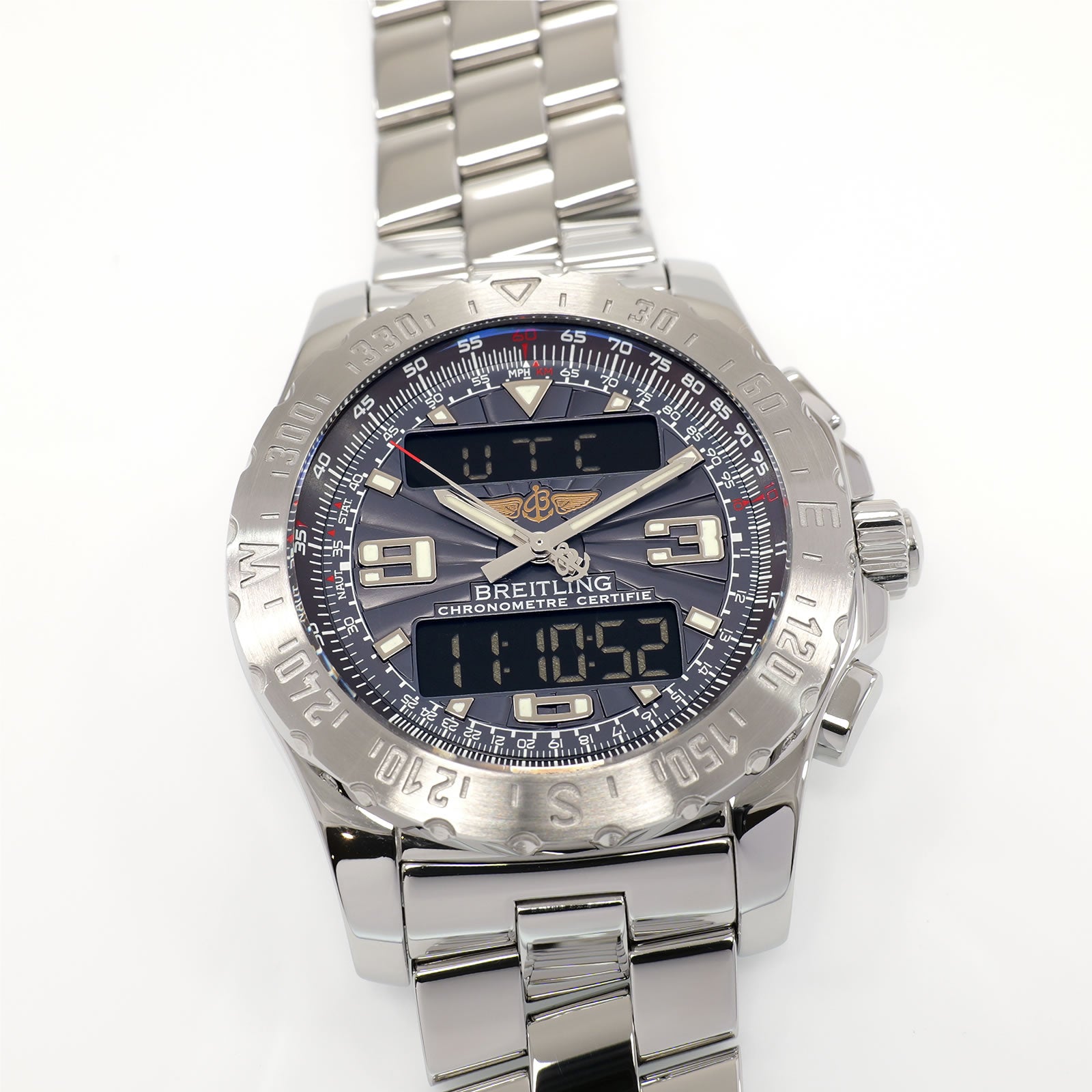 Breitling Airwolf A78363 Men's 44mm Grey Dial Chronograph Box & Papers Alarm