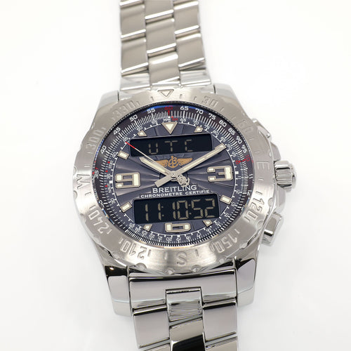 Breitling Airwolf A78363 Men's 44mm Grey Dial Chronograph Box & Papers Alarm
