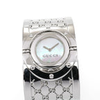 Gucci Twirl 112 Ladies 33mm White Mother of Pearl on Wide Steel Bangle YA112413