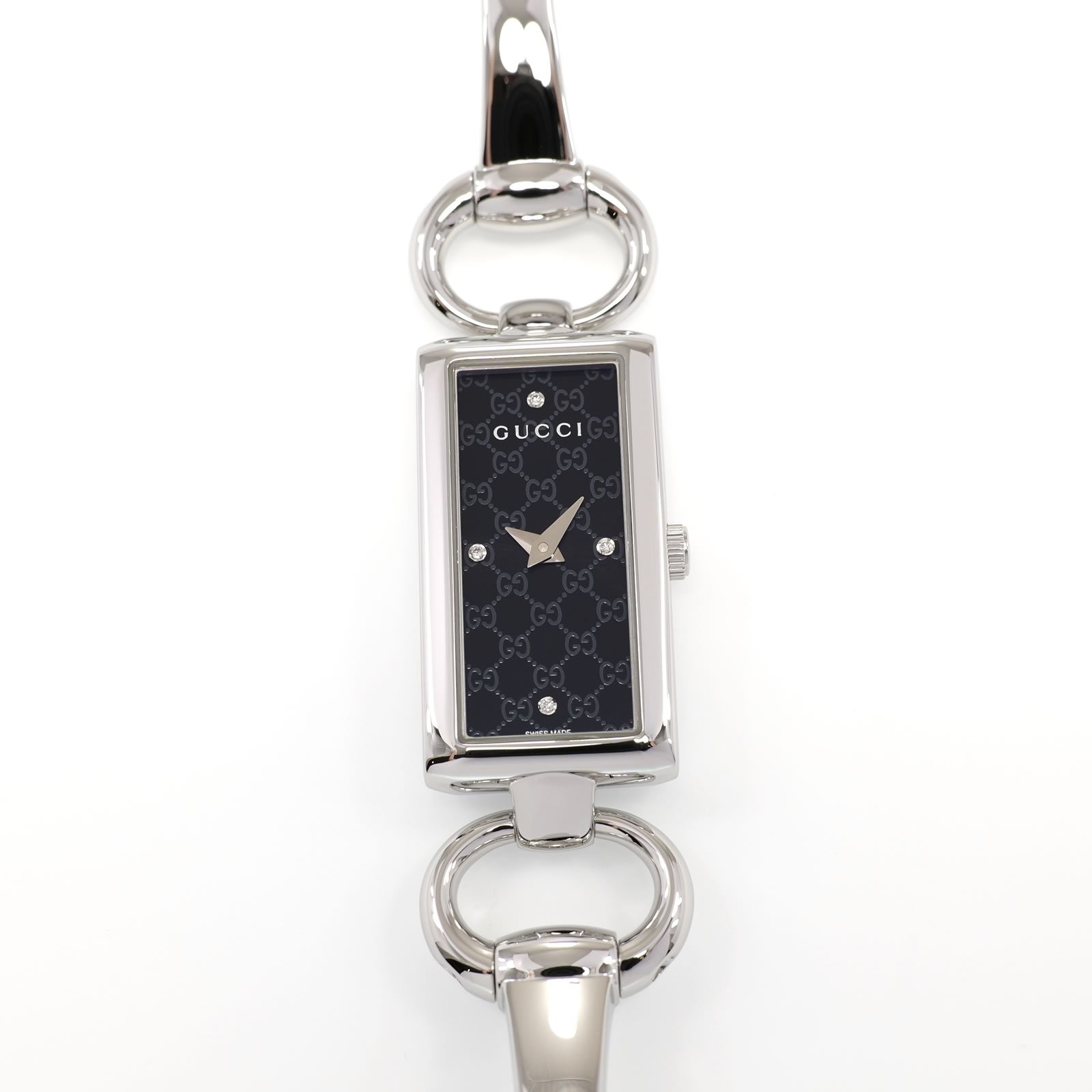 Gucci Tornabuoni 119 Ladies 16mm Black Sunburst Dial 4 Diamonds YA119506 Bangle