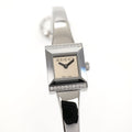 Gucci G-Frame YA128504 Ladies 14mm Mirror Dial Square 128.5 Steel Bangle Boxed
