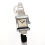 Gucci G-Frame YA128504 Ladies 14mm Mirror Dial Square 128.5 Steel Bangle Boxed
