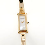 Gucci 1500L Ladies 12mm White Mother of Pearl Dial 18k Gold Plated 16.5cm Bangle