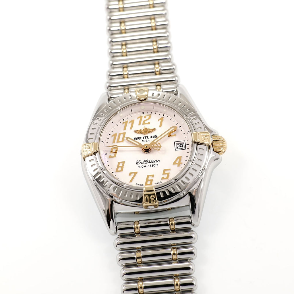 Breitling Callistino B52345 Ladies 28mm White Dial Rouleaux Bracelet + 18k Gold
