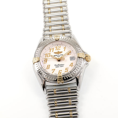 Breitling Callistino B52345 Ladies 28mm White Dial Rouleaux Bracelet + 18k Gold
