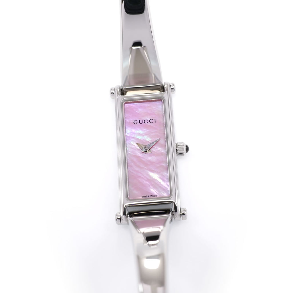 Gucci 1500L Ladies 12mm Pink Mother of Pearl Bangle Watch - Rectangular - Quartz
