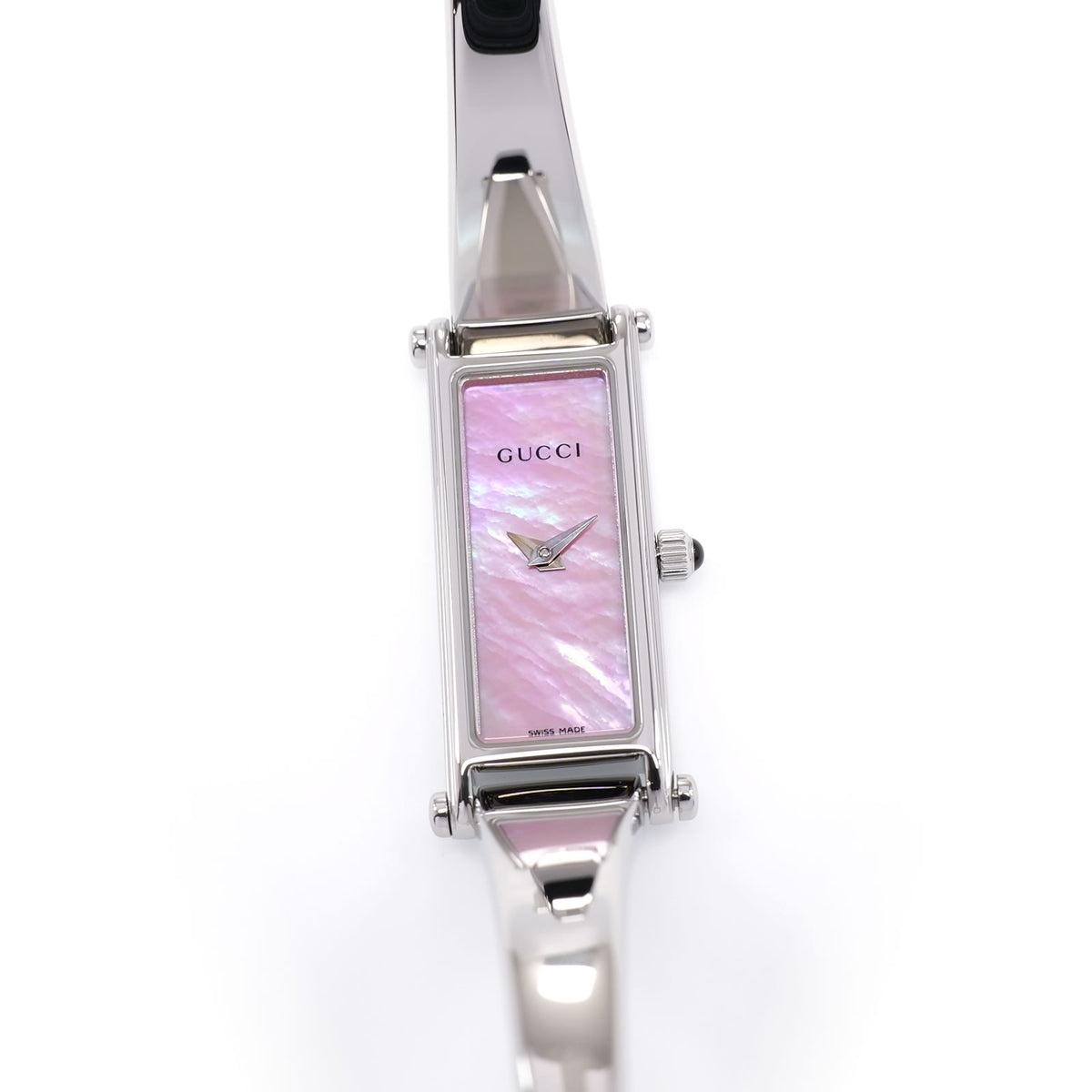 Gucci 1500L Ladies 12mm Pink Mother of Pearl Bangle Watch - Rectangular - Quartz
