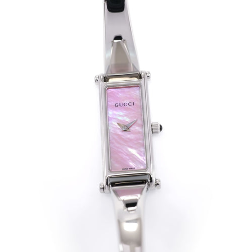 Gucci 1500L Ladies 12mm Pink Mother of Pearl Bangle Watch - Rectangular - Quartz