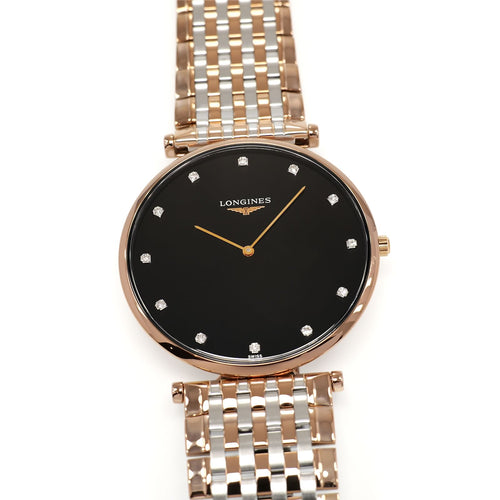 Longines La Grande Classique L4.766.1 Men's 37mm Black Diamond Dial Red Gold PVD