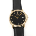Raymond Weil Geneve 9155 Men's 34mm Black Dial 18k Gold Plated on Leather Strap