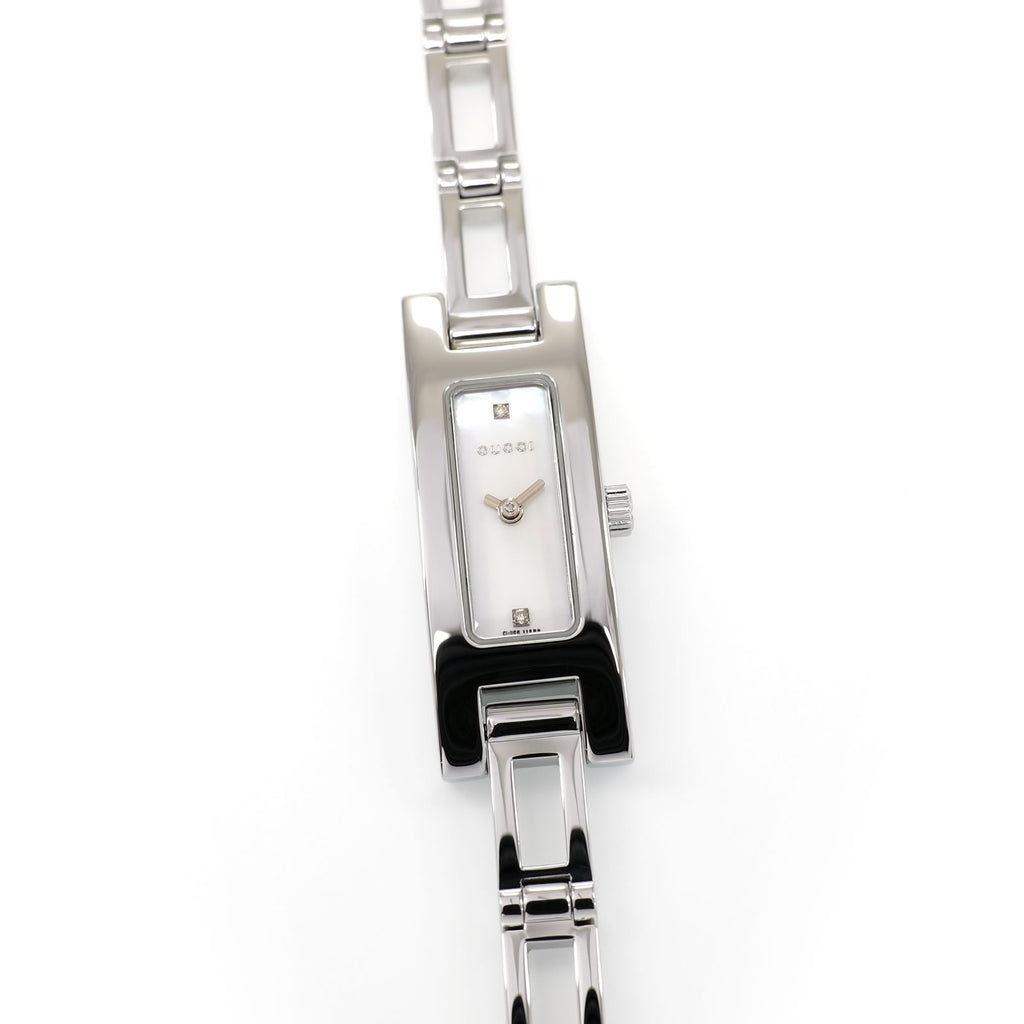 Gucci 3900L Ladies 12mm White Mother of Pearl with Diamonds Rectangular Quartz