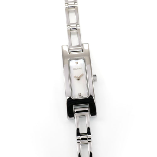 Gucci 3900L Ladies 12mm White Mother of Pearl with Diamonds Rectangular Quartz