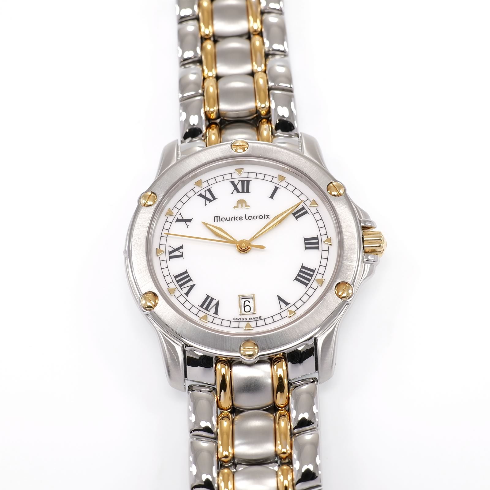 Maurice Lacroix Tiago 69709 Men's 36mm White Roman Numeral Dial 18k Gold Two Tone