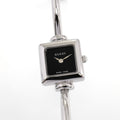 Gucci 1900L Ladies 19mm Black Dial Square Watch - 16.5cm Bangle Stainless Steel