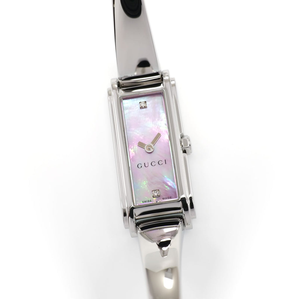Gucci G-Line 109 Ladies 14mm Pink Mother of Pearl Diamonds YA109520 Rectangular