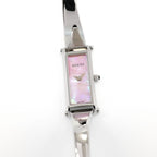 Gucci 1500L Ladies 12mm Pink Mother of Pearl Rectangular Dial on Bangle S. Steel