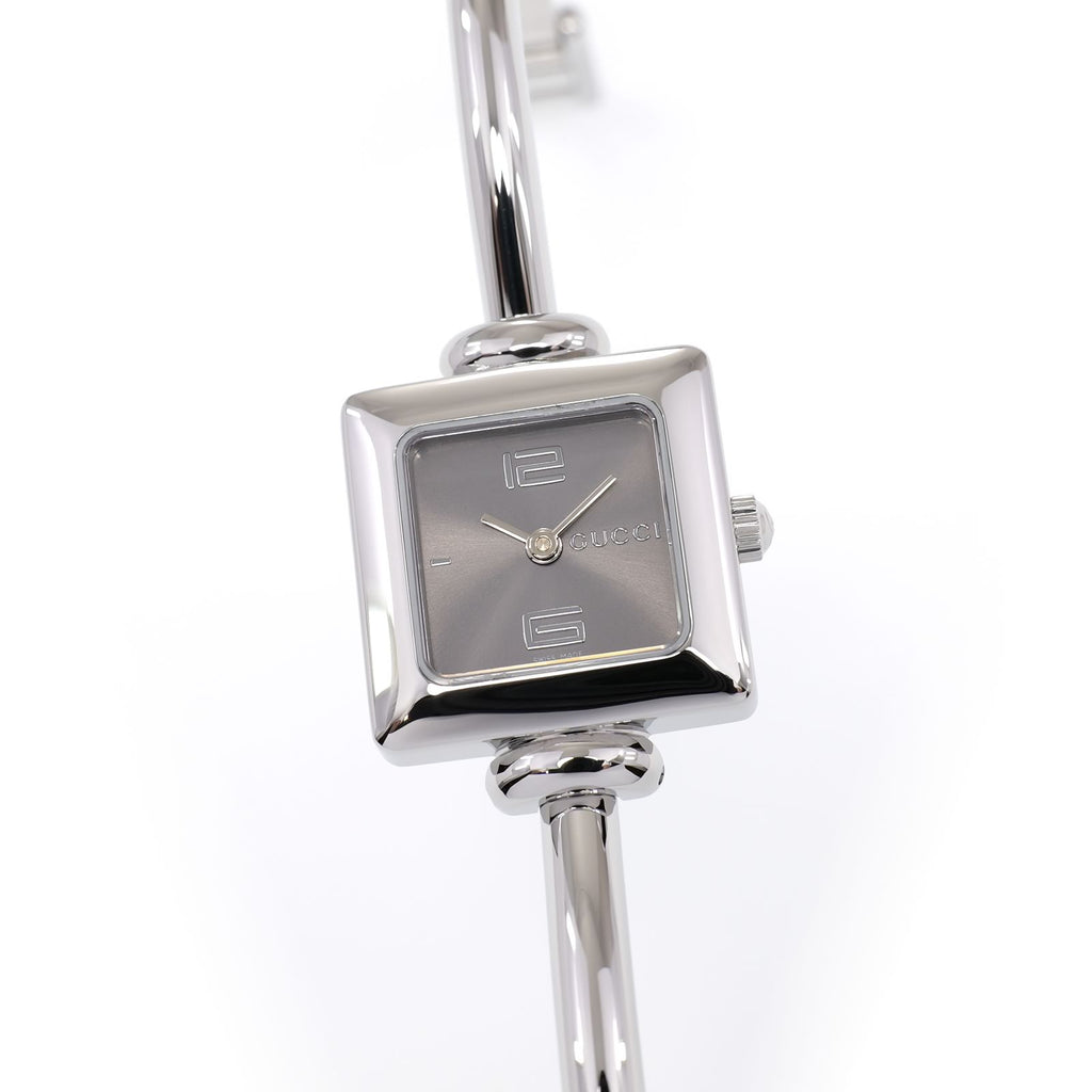 Gucci 1900L Ladies 19mm Grey Dial Square Stainless Steel 16.5cm Bangle Watch