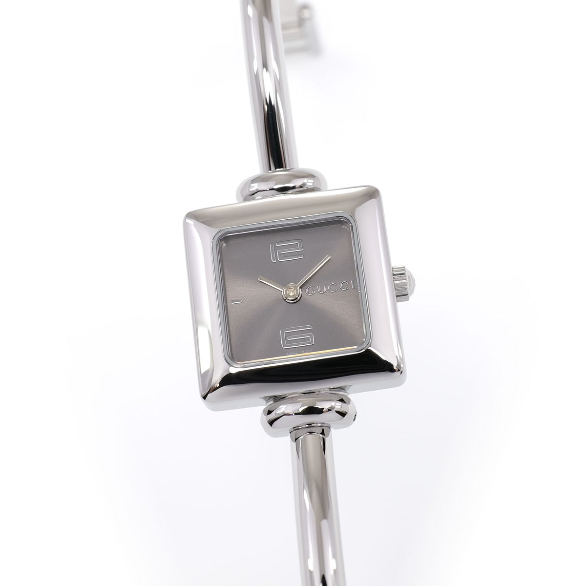 Gucci 1900L Ladies 19mm Grey Dial Square Stainless Steel 16.5cm Bangle Watch