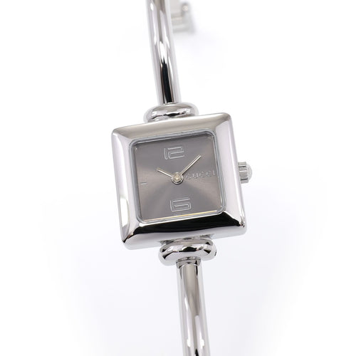 Gucci 1900L Ladies 19mm Grey Dial Square Stainless Steel 16.5cm Bangle Watch