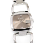 Gucci G 125.4 Ladies 31mm Brown Sunburst Dial 3 Diamond YA125401 Stainless Steel