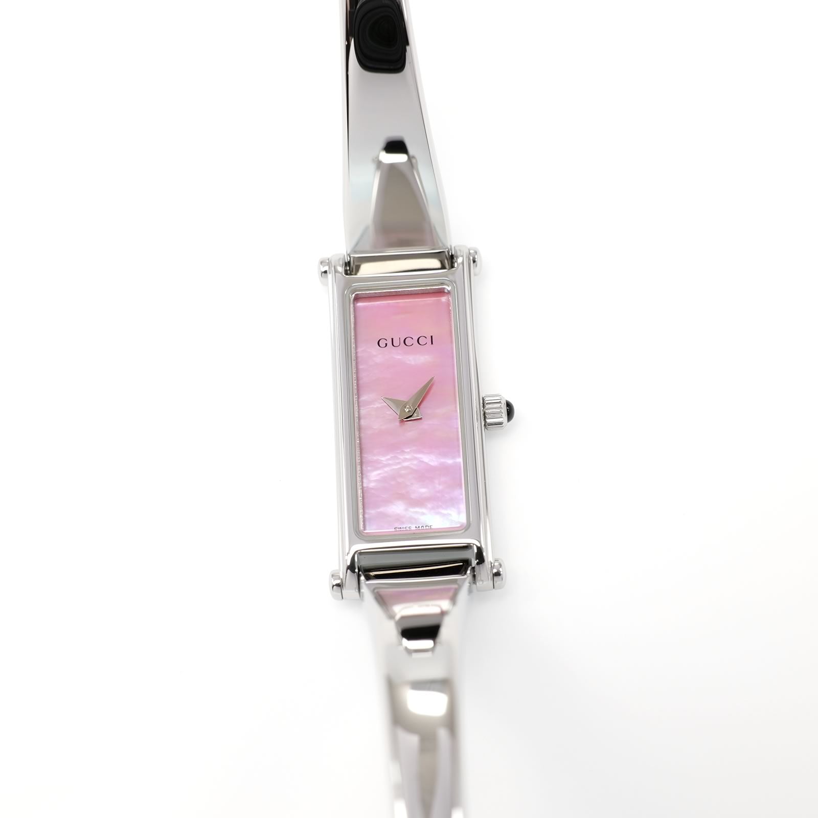 Gucci 1500L Ladies 12mm Pink Mother of Pearl Rectangular Bangle Watch Quartz
