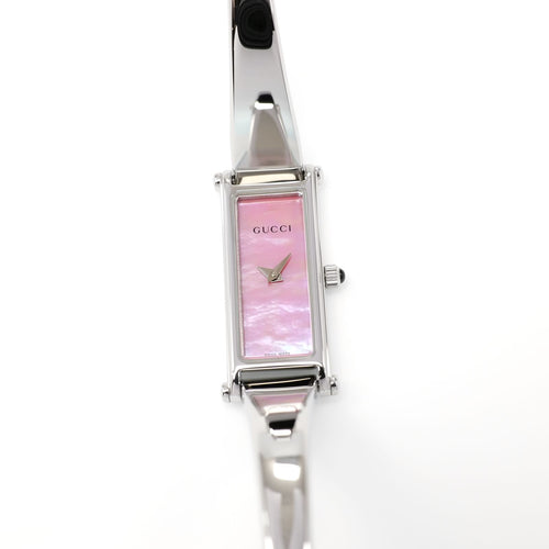 Gucci 1500L Ladies 12mm Pink Mother of Pearl Rectangular Bangle Watch Quartz