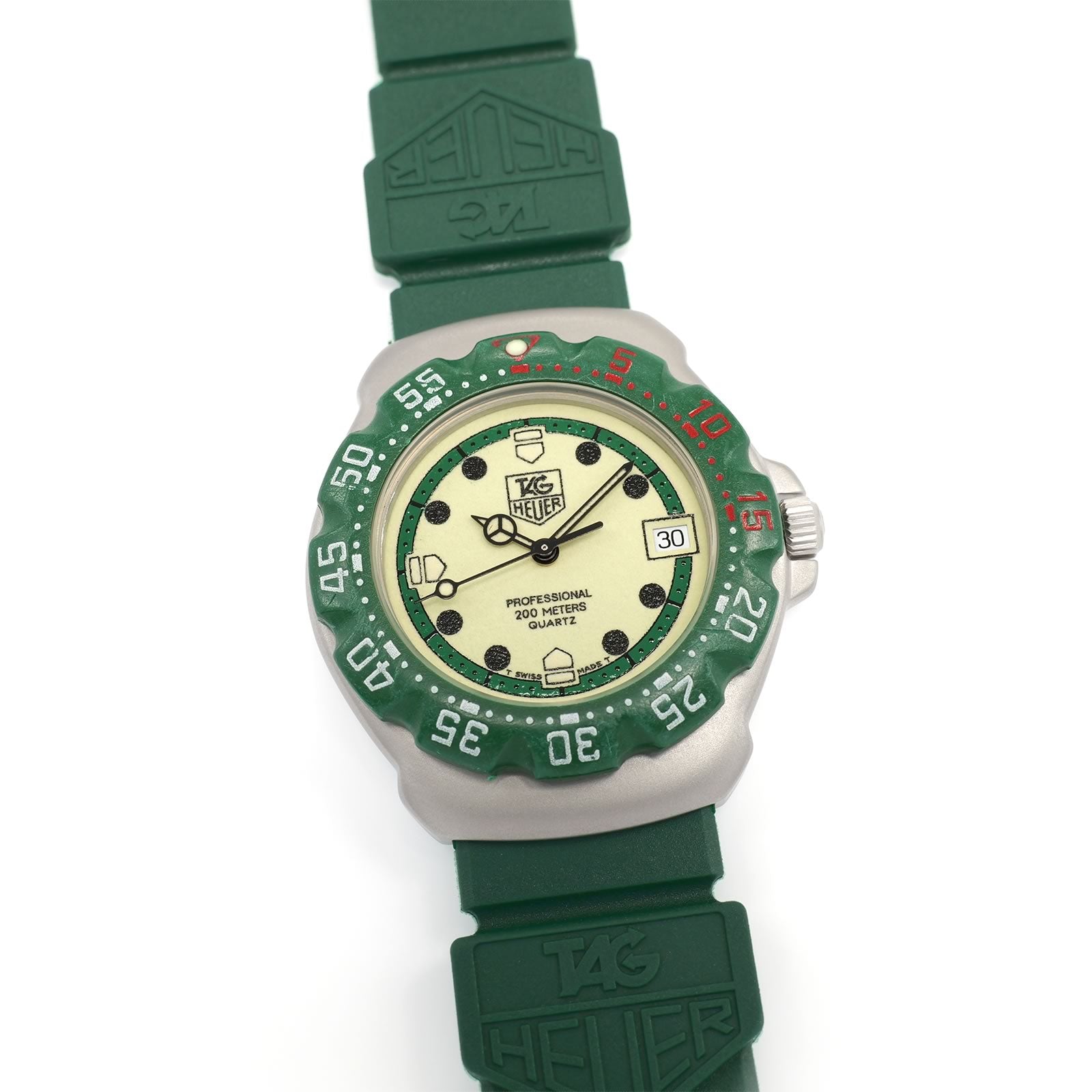 TAG Heuer Formula 1 WA1212 Luminous Green Dial Unisex 35mm New Strap Mid Size F1