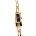 Gucci 3900L Ladies 12mm Black Guilloche Dial Gold Bracelet Watch Rectangular